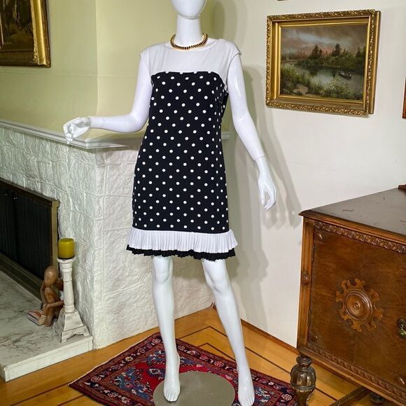 Sandra Darren Black & White Polka Dot Mini Dress - Picture 7 of 14
